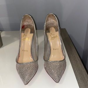 Christian louboutin silver pump